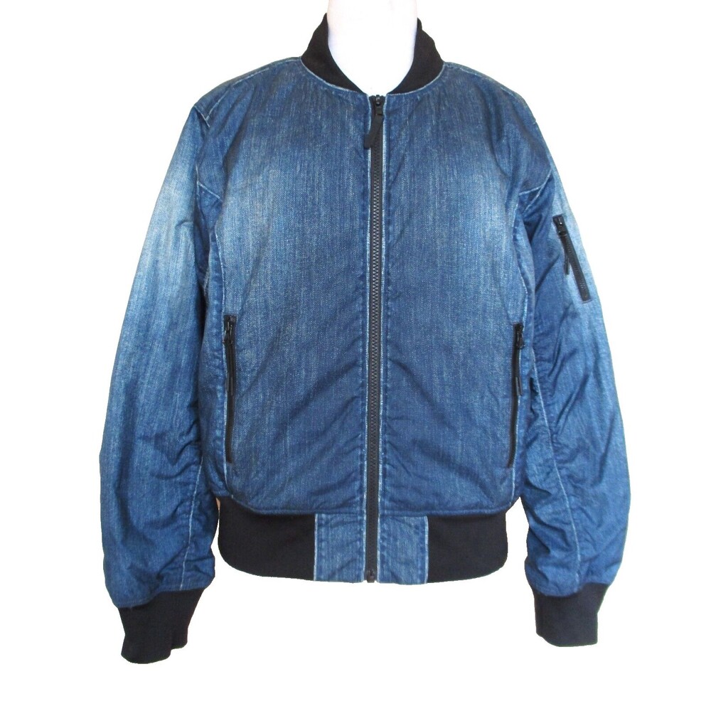 North Face Heatseeker Jacket Bomber Jacket L Blue Denim-Look Zip Up